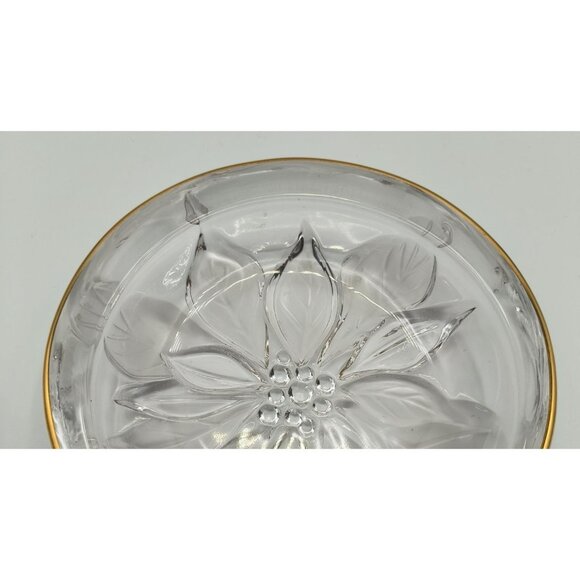 Mikasa Studio Guilded Poinsettia Crystal Glass Floral Trinket Dish With Gold Rim - Picture 4 of 5